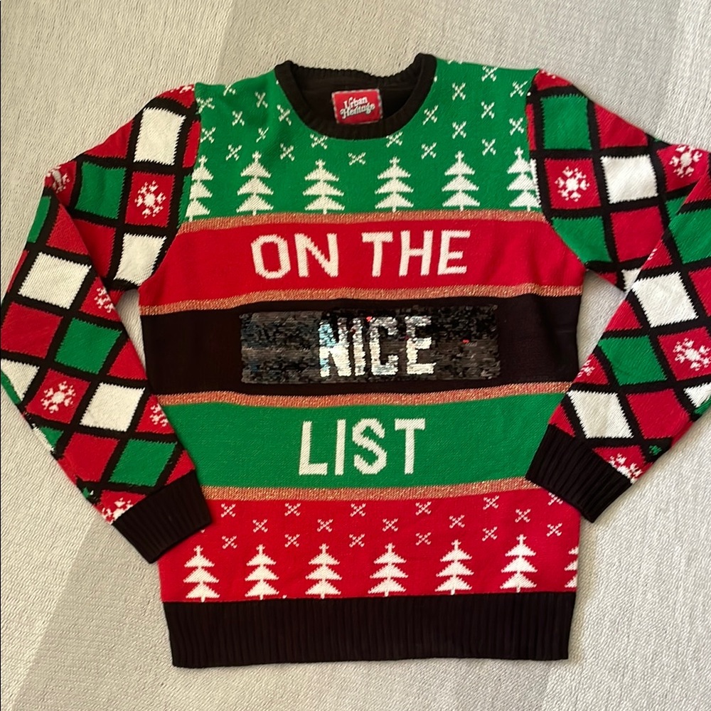 EUC Festive Holiday Sweater - Red, Green, Black